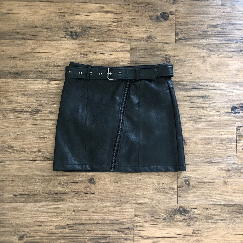 Leather mini skirt